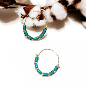 Stone decor hoop earrings N131
